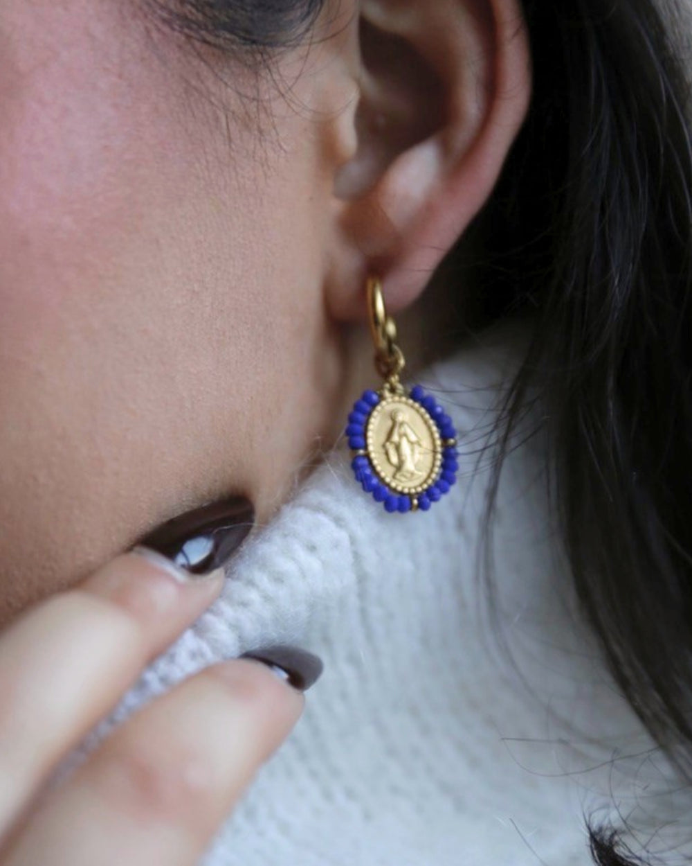 Santa Hoops Earrings - Cobalt - Palas