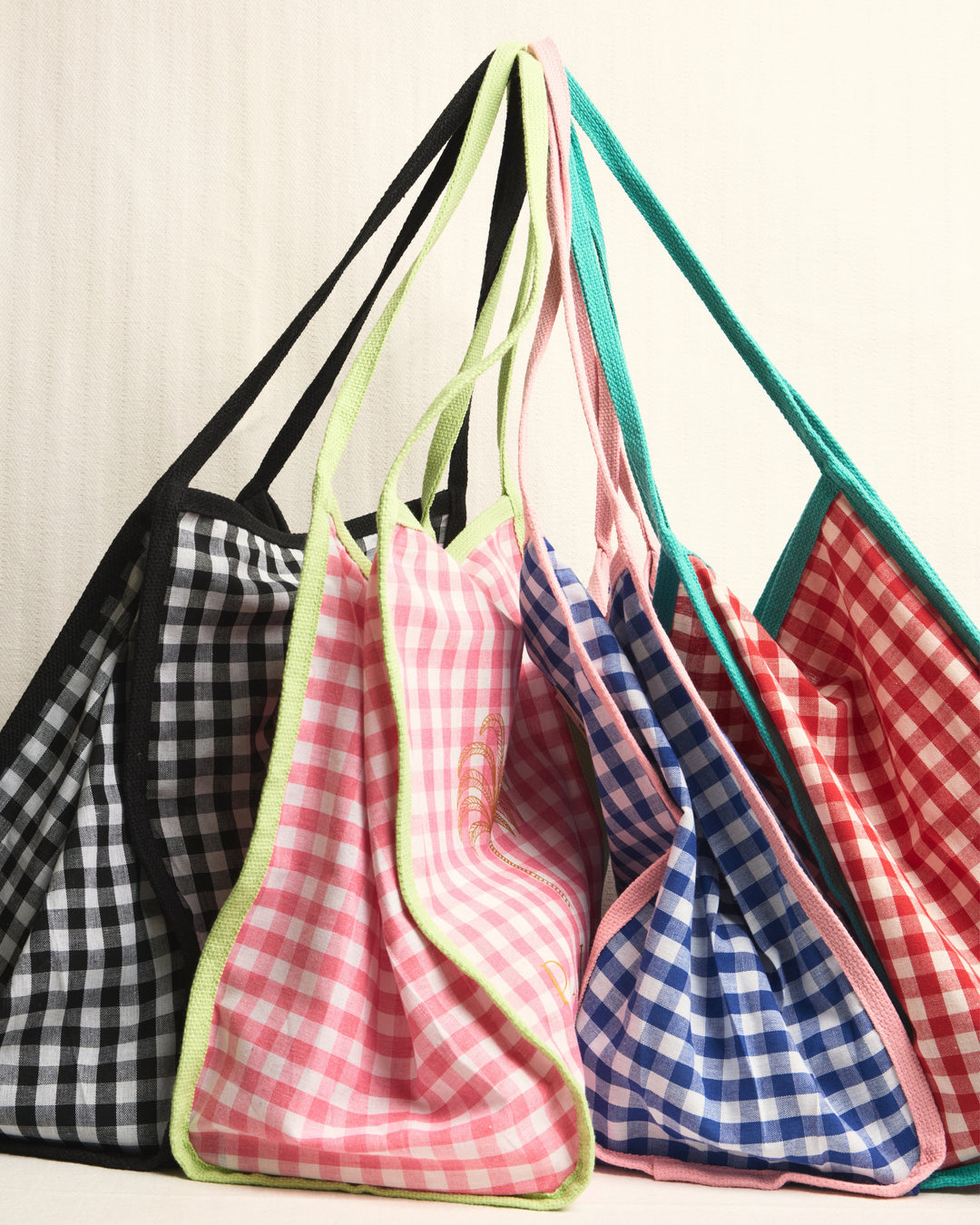 Palas Gingham Tote Bag - Blue &amp; Pink