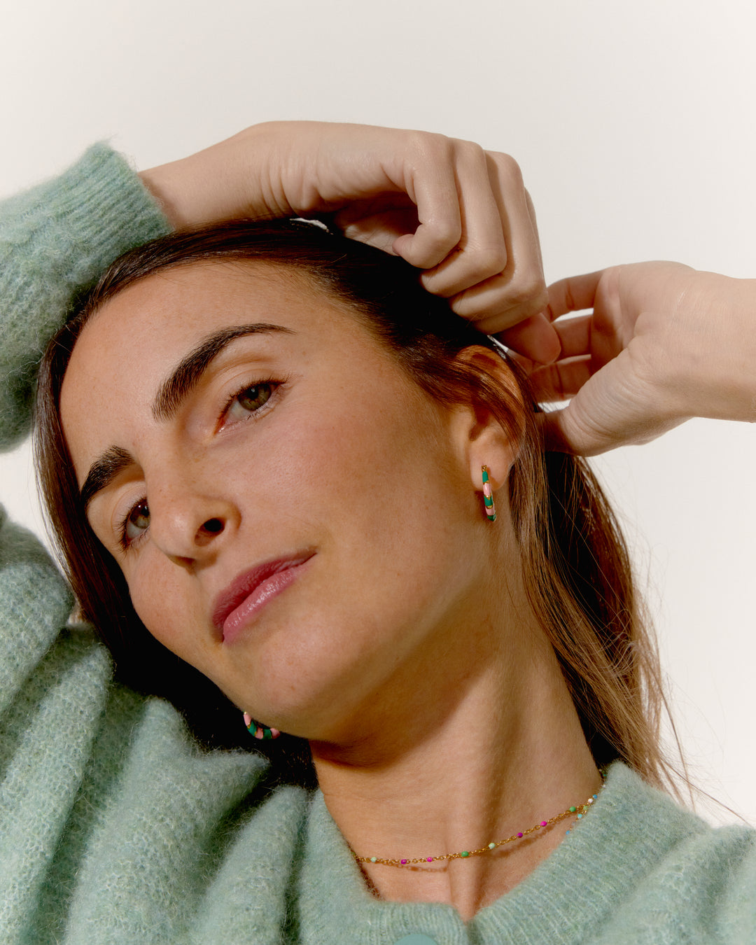 Twiggy - Earrings Green &amp; Rosy - Palas