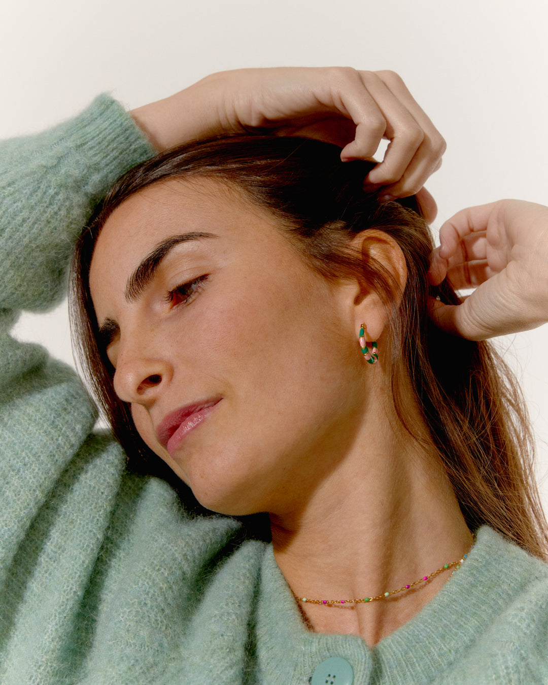 Twiggy - Earrings Green &amp; Rosy - Palas