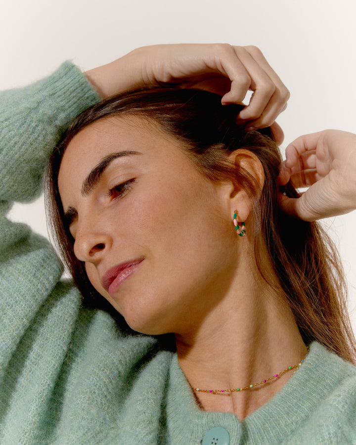 Twiggy - Earrings Green &amp; Rosy - Palas
