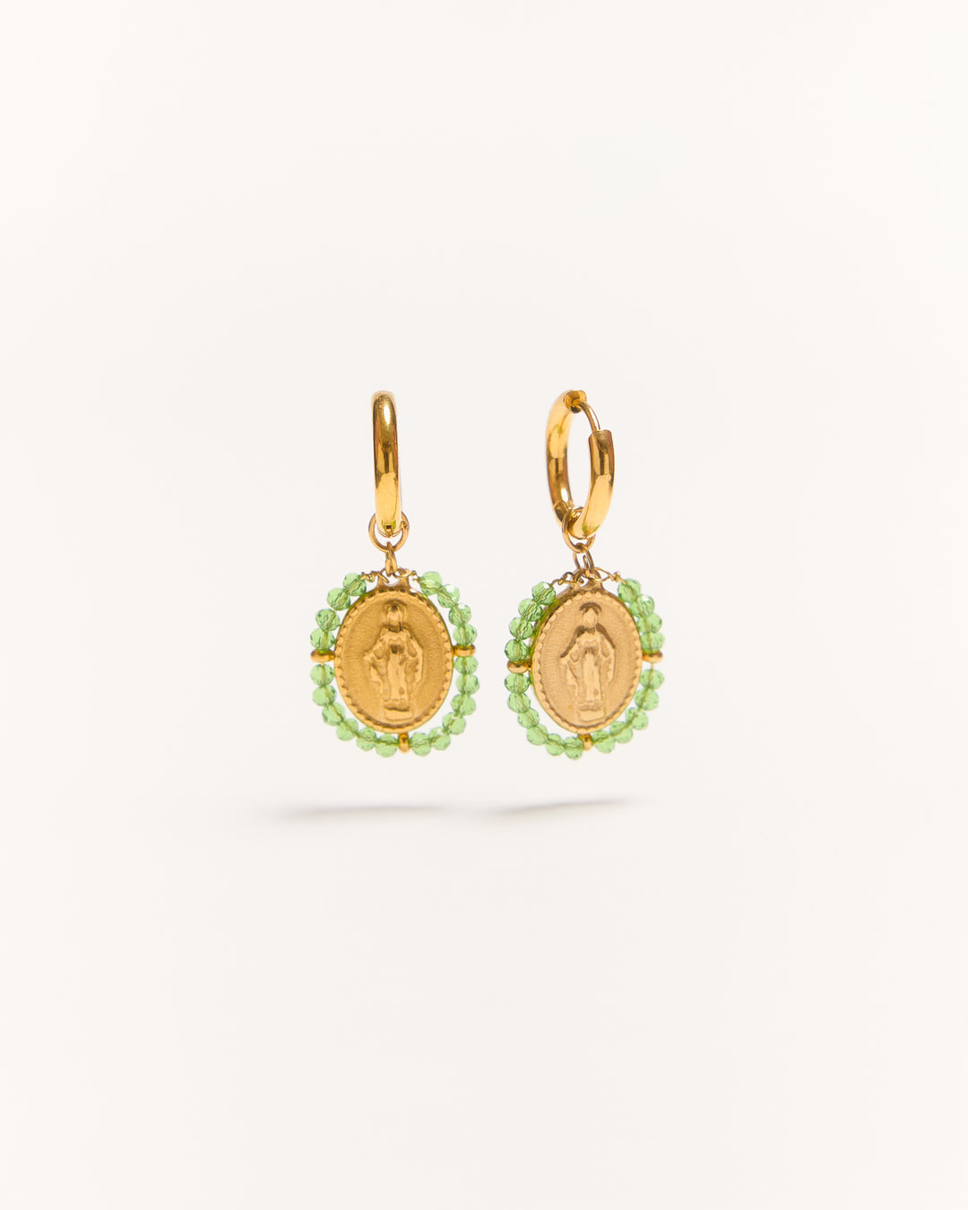Santa Hoops Earrings - Transparent Green - Palas