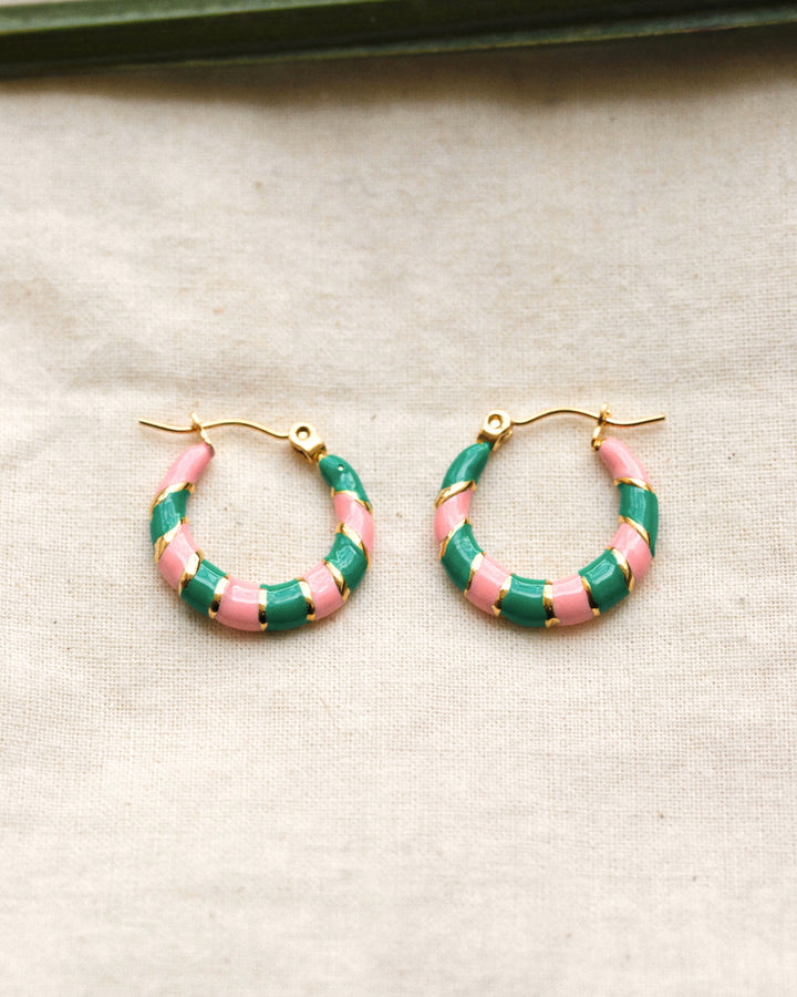 Twiggy - Earrings Green &amp; Rosy - Palas
