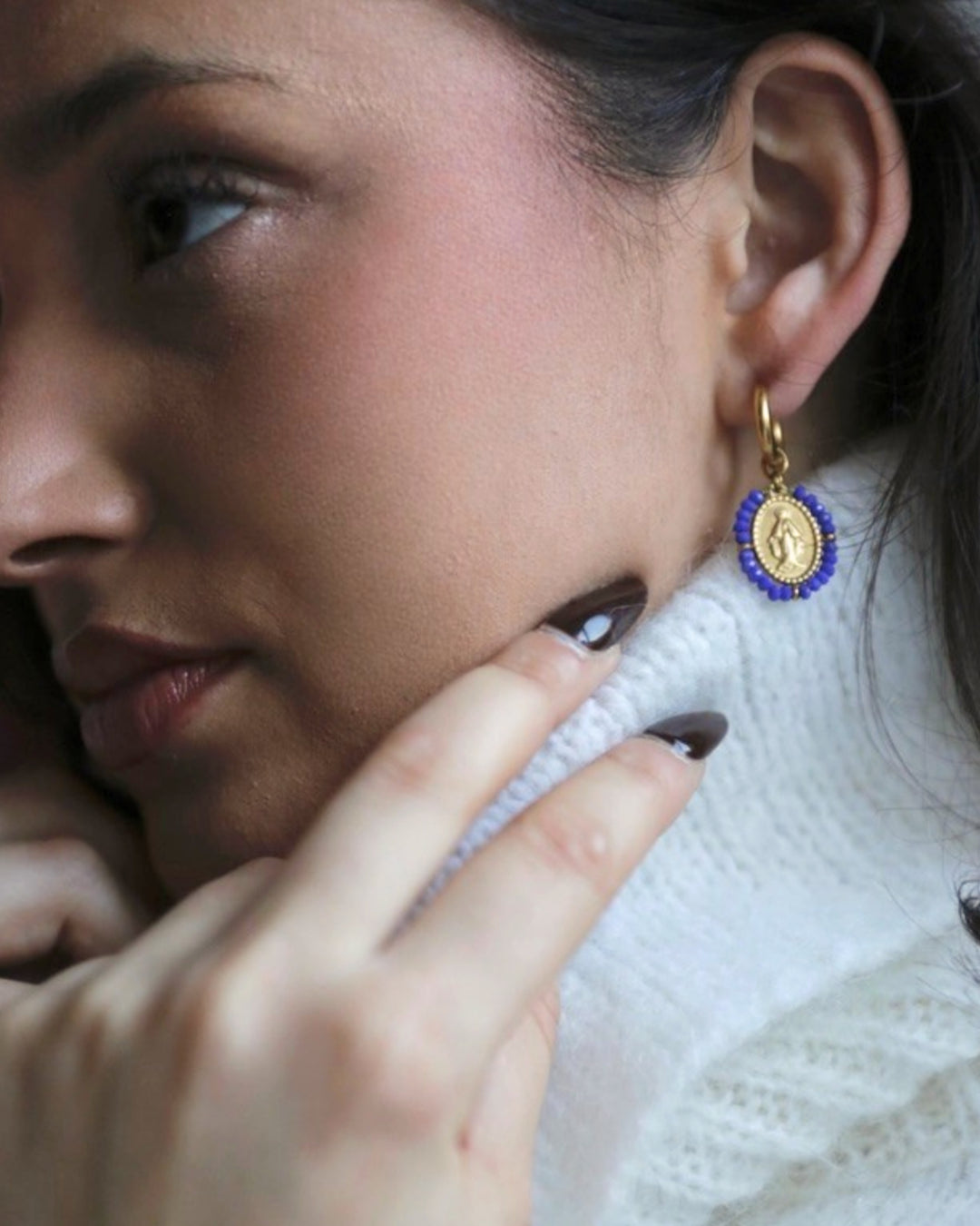 Santa Hoops Earrings - Cobalt - Palas