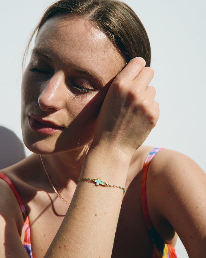 Bracelet Cruz Castelo - Aqua