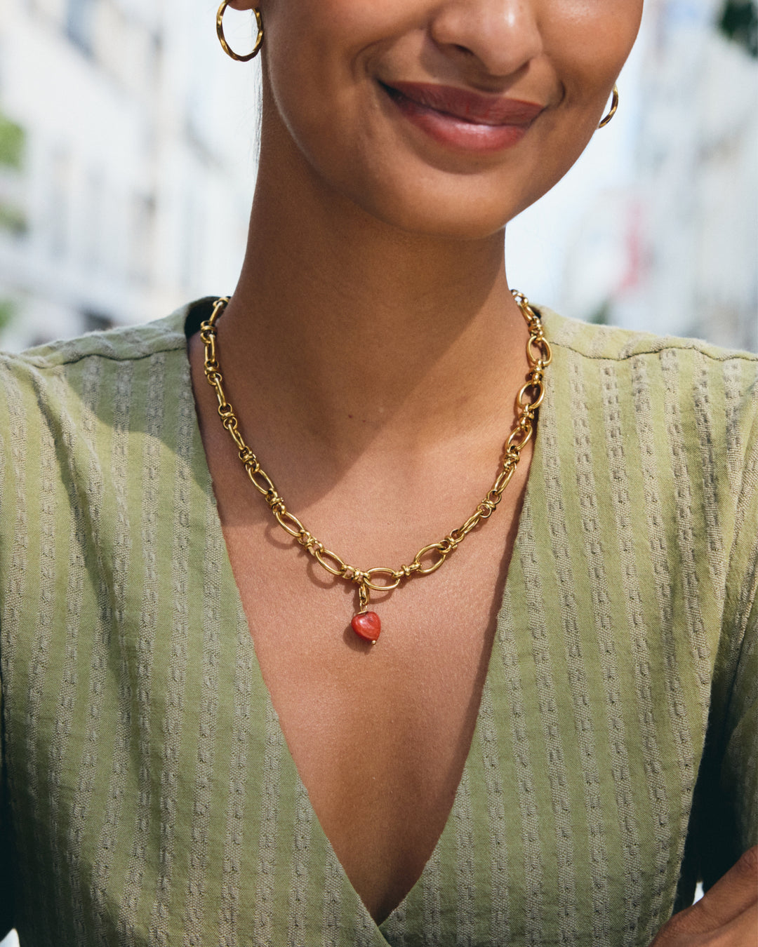 Coeur Agat - Charm Orange