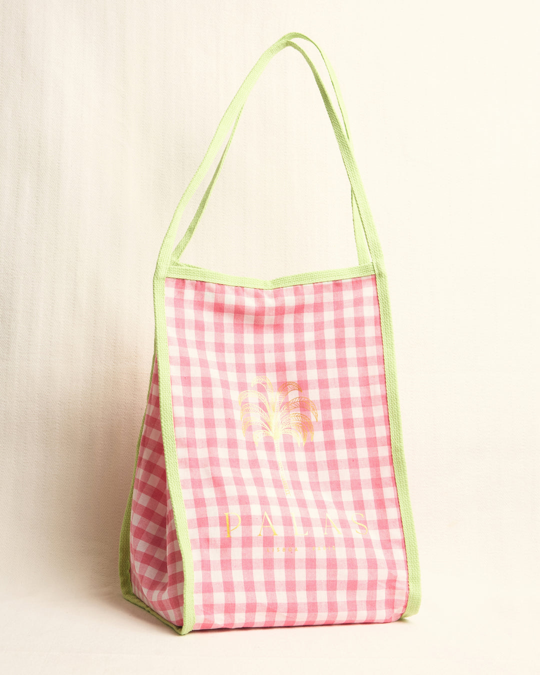 Palas Gingham Tote Bag - Pink &amp; Green