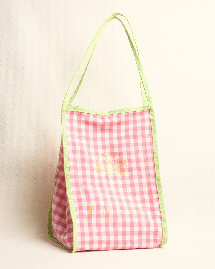 Palas Gingham Tote Bag - Pink &amp; Green