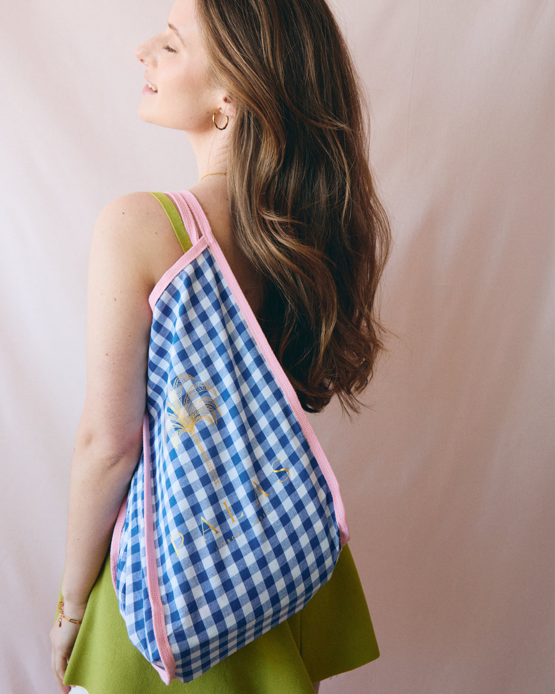 Palas Gingham Tote Bag - Blue &amp; Pink