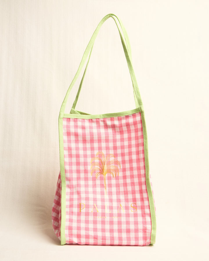 Palas Gingham Tote Bag - Pink &amp; Green