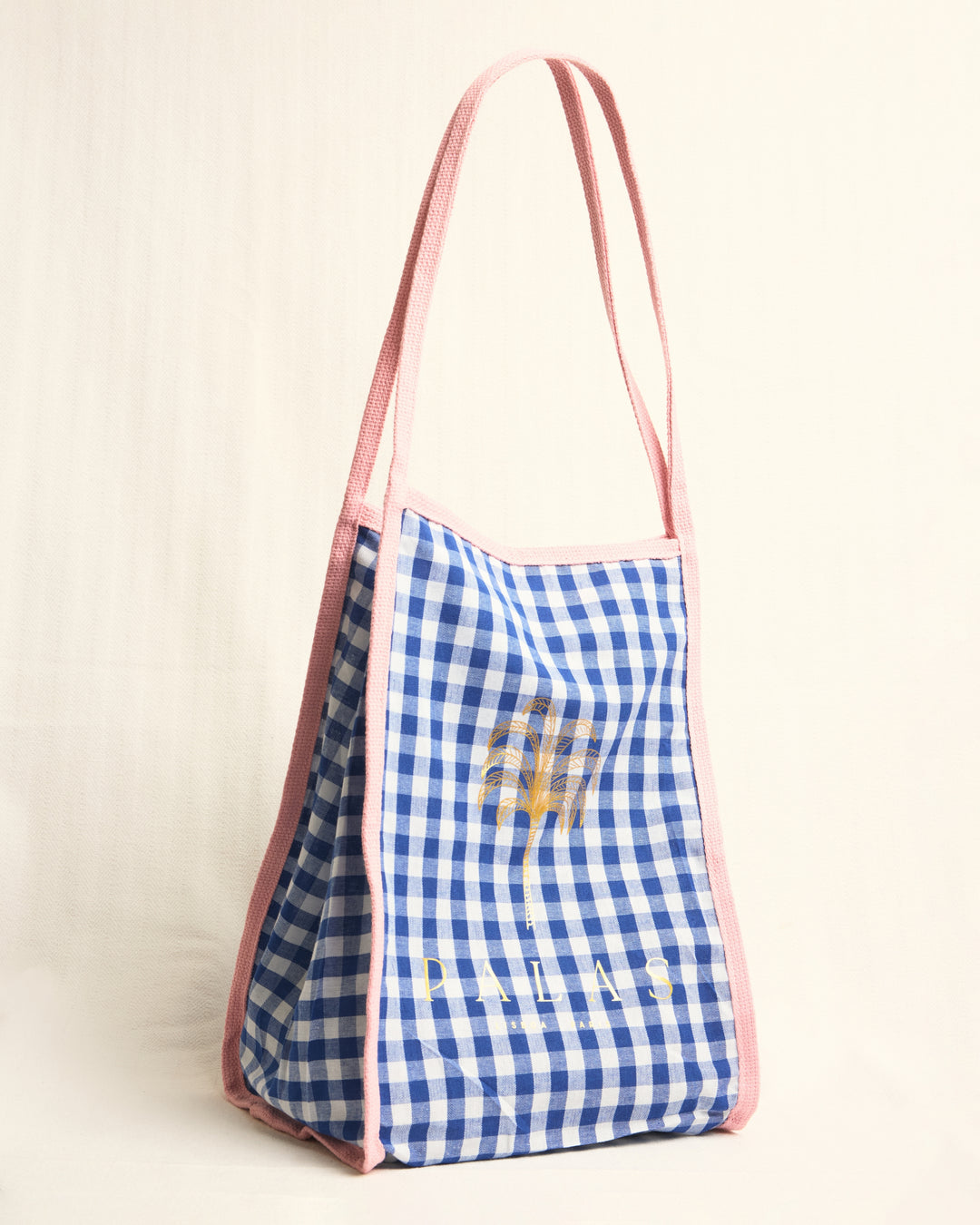 Palas Gingham Tote Bag - Blue &amp; Pink