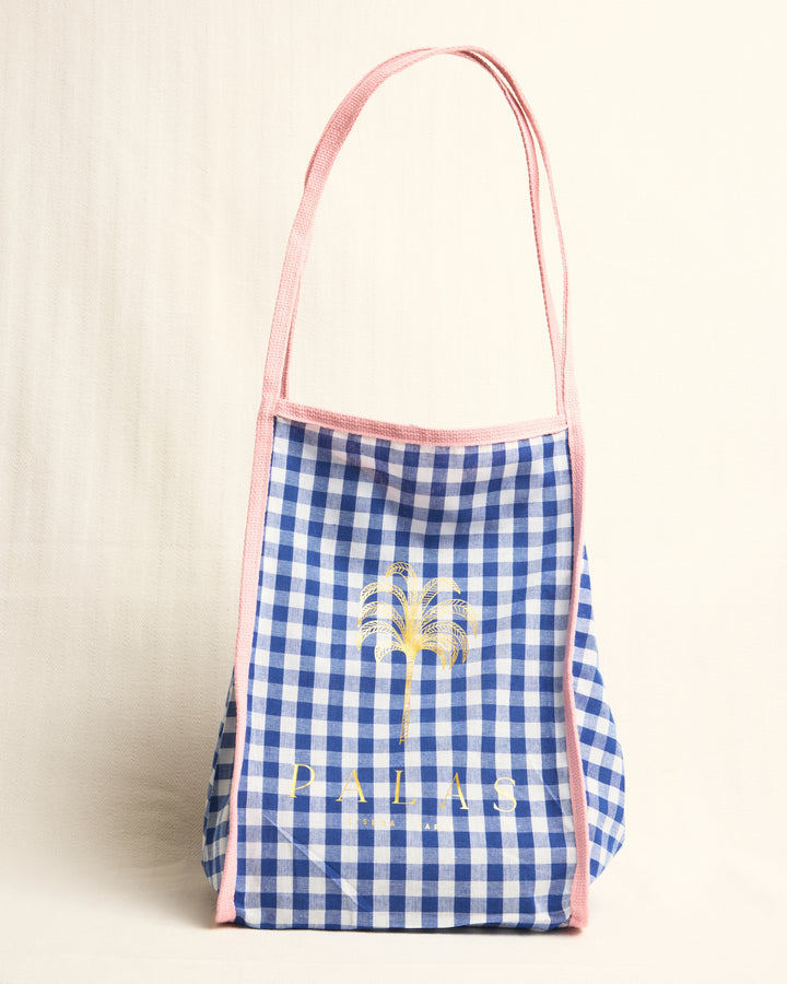 Palas Gingham Tote Bag - Blue &amp; Pink