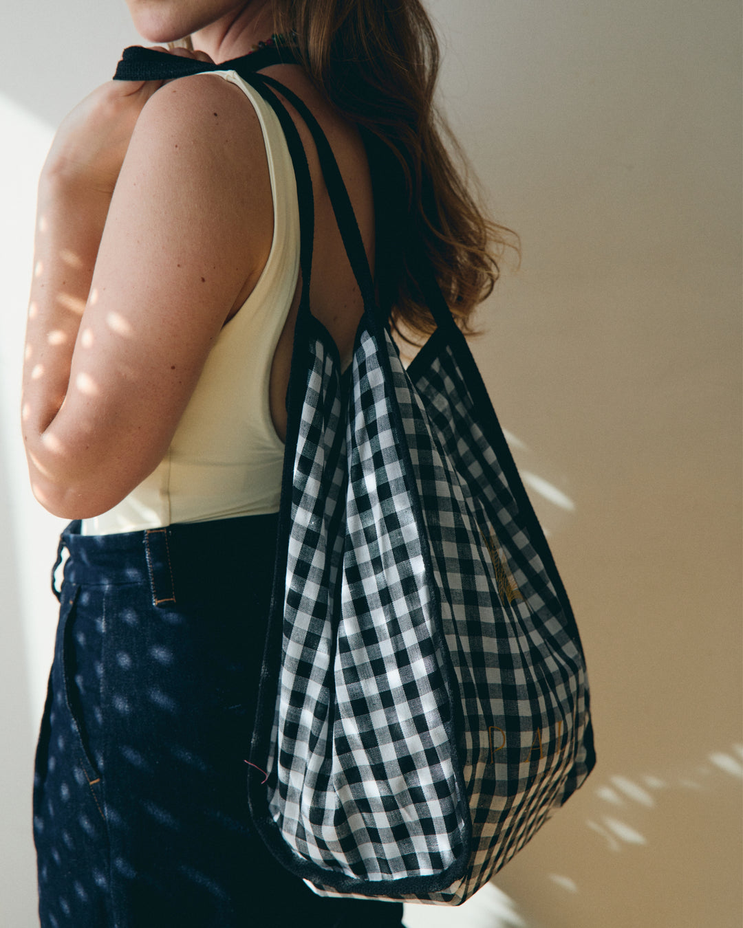 Palas Gingham Tote Bag - Black &amp; White